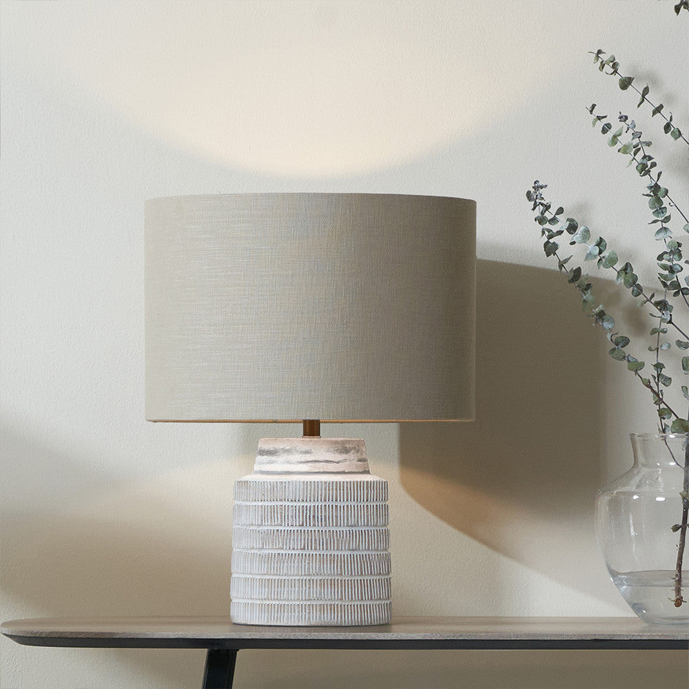 Paihia White Wash Wood Textured Short Table Lamp - Base Only